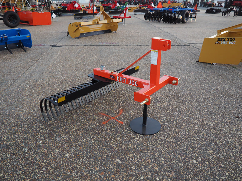 Dirt Dog Compact HD Landscape Rake | CLR Series | Overall Width 48" & 60" | 15-25 HP | For Compact Tractors