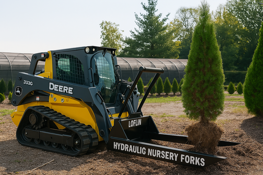 Loflin Fabrication | Hydraulic Nursery Forks | 60" Forks | Hydraulic Slide | For Skid Steer