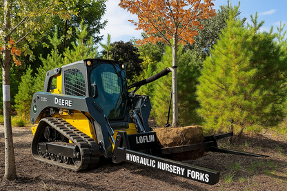Loflin Fabrication | Hydraulic Nursery Forks | 60" Forks | Hydraulic Slide | For Skid Steer