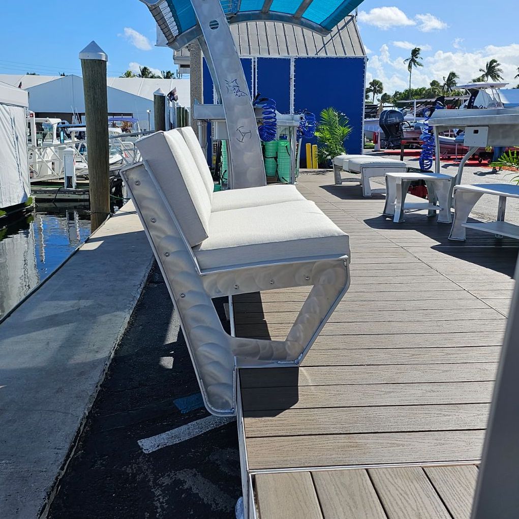 Killer Dock Love Seat | Width 48" | Marine Grade Aluminum | For Dock, Seawall, Deck & Patio