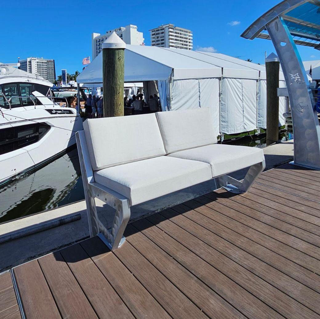 Killer Dock Love Seat | Width 48" | Marine Grade Aluminum | For Dock, Seawall, Deck & Patio