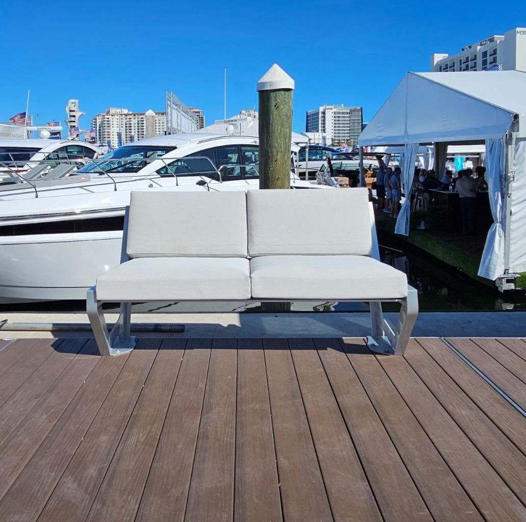 Killer Dock Love Seat | Width 48" | Marine Grade Aluminum | For Dock, Seawall, Deck & Patio