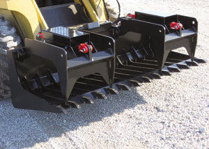 WORKSAVER INC. 78", 84" LOW PROFILE TINE GRAPPLE BUCKET F/EURO/GLOBAL MNT W HOSES FOR SKIDSTEER