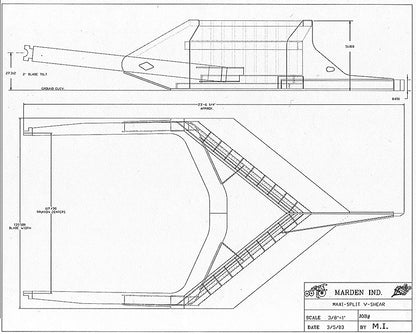 Marden Industries V-Shears & V-Blades | 30–60 GPM | 250–300 HP | For D6–D8 Cat C-Frame Dozers