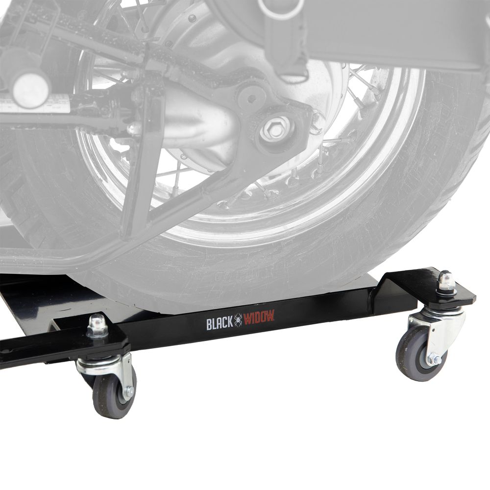 Black Widow Compact Adjustable Motorcycle Dolly | Model MC-ADJ-DOLLY | Width 22.5" | Capacity 800 lb | For Dirt Bikes & Medium Motorcycles