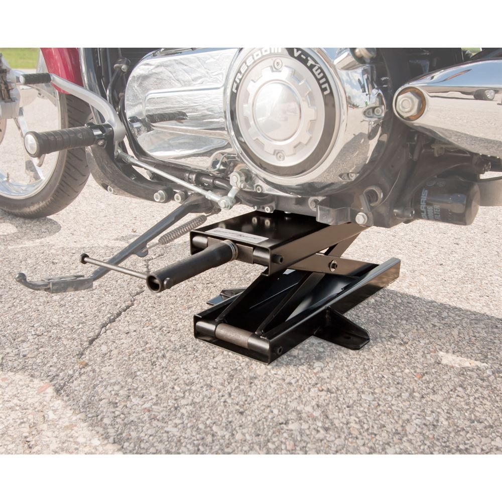 Black Widow Motorcycle Jack Lift | Model MC-JACK | Size 6" Wide | Capacity 1,100 lb | For Street, Cruiser, Touring & Sport Motorcycles