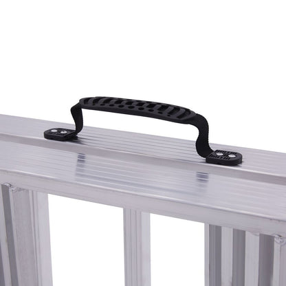 Black Widow Motorcycle Loading Ramp with Steps | Model MC-STEPRAMP-1737 | Width 6' 10.25" Bi-Fold | Ramp Capacity 750 lb. | Step Capacity 400 lb. | For Truck & Trailer