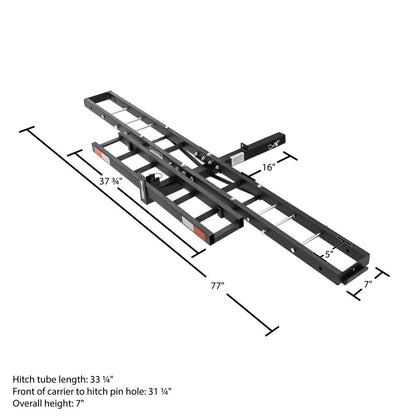 Black Widow Compact Dirt Bike Carrier | Model MCC-300 | Track Size 77" x 7" | Capacity 300 lb | For 2" Class III & IV Hitch Vehicles