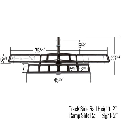 Black Widow Motorcycle Hitch Carrier Non-Folding | Model MCC-500-F | Track Width 6.9" | Capacity 500 lb | Fits Class III & IV 2" Hitches