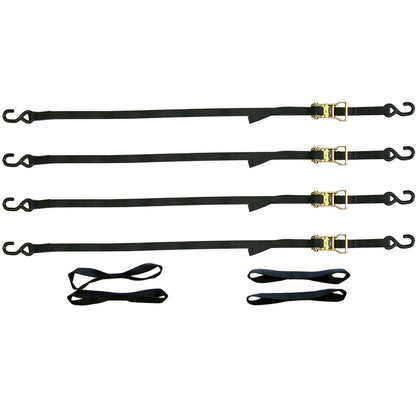 Black Widow Motorcycle Ratchet Strap Tie Down Kit | Model MCR-Strap | 6' x 1" Straps | 1,000 lb WLL | 4 To 90+ HP | For Motorcycles, ATVs & UTVs