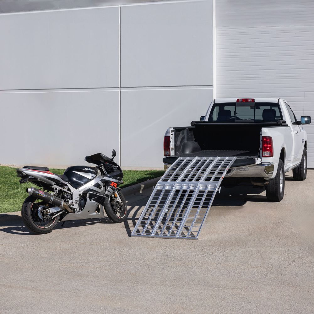 Black Widow 3-Piece Arched Folding Motorcycle Ramp | Models MF-10838 & MF-12038 | Size 38" Wide | Capacity 1,500 lb | For Street, Cruiser & Touring Motorcycles