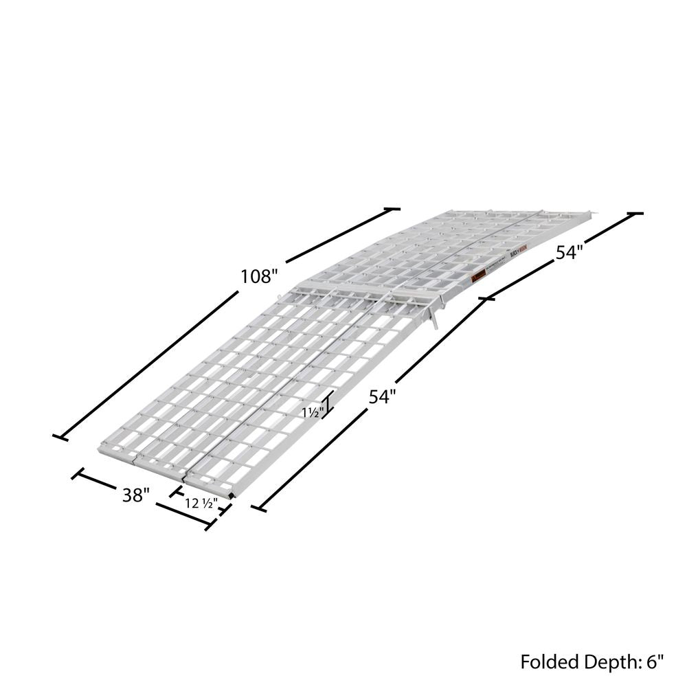 Black Widow 3-Piece Arched Folding Motorcycle Ramp | Models MF-10838 & MF-12038 | Size 38" Wide | Capacity 1,500 lb | For Street, Cruiser & Touring Motorcycles