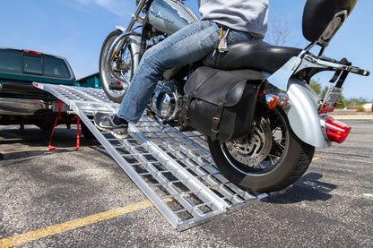 Black Widow 3-Piece Arched Folding Motorcycle Ramp | Models MF-10838 & MF-12038 | Size 38" Wide | Capacity 1,500 lb | For Street, Cruiser & Touring Motorcycles