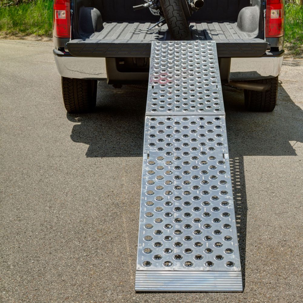 Black Widow Big Boy EZ Rizer™ Arched Folding Motorcycle Ramp | Models MF1-9619-EZ To MF1-14419-EZ | 19" Wide | Capacity Up To 1,500 lb | Horsepower 4 To 90+ HP | For Truck Beds & Trailers