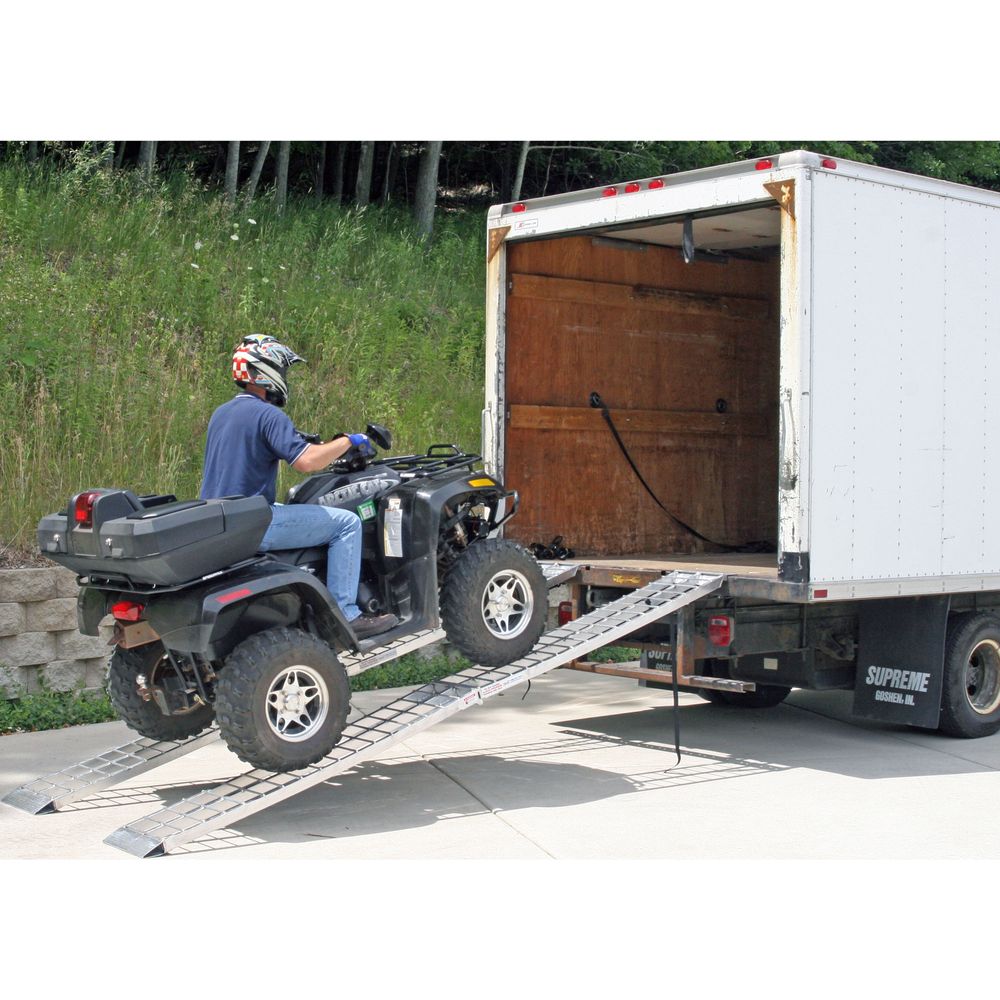 Black Widow Big Boy Folding Dual Runner ATV Ramps | Model MF2-14414-2000-2 | Size 12' L x 14" W | Capacity 2,000 lb. | Horsepower 4 To 90+ HP | For ATV, UTV & Golf Cart Loading