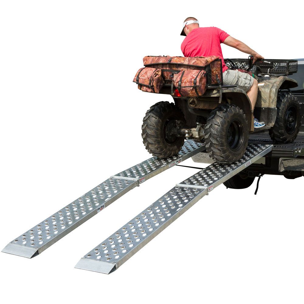 Black Widow Big Boy EZ Rizer™ Extra-Wide Arched Folding Dual Runner ATV Ramps | Model MF2-10819-EZ-ATV | Size 9' L x 19" W | Capacity 3,000 lb | Horsepower 4 To 90+ HP | For ATV & UTV Loading