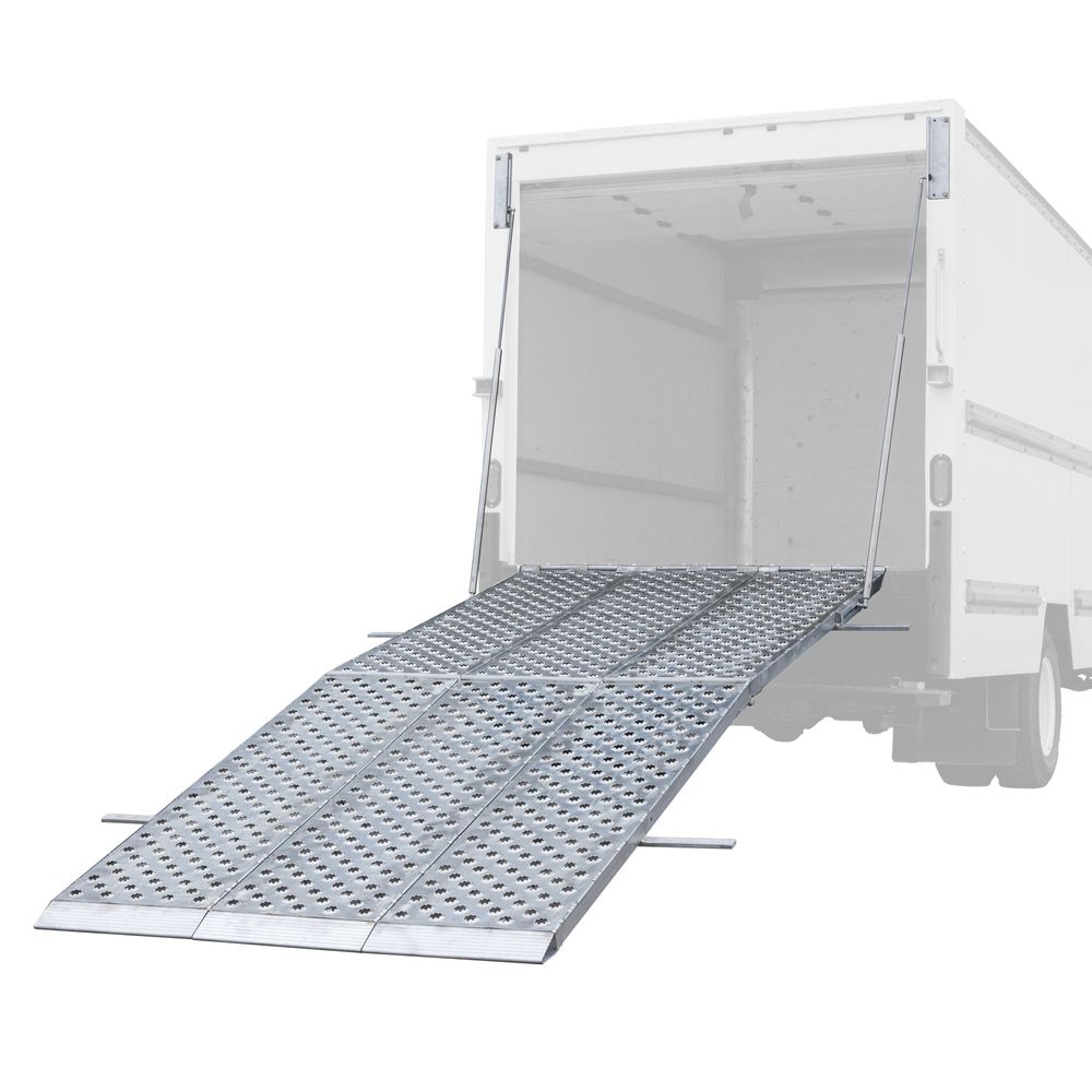 Heavy Duty Ramps Folding Aluminum Three-Ramp System | Model MF3-14457-BT | Size 12' L x 57" W | 3,000 lb. per Axle Capacity | Horsepower 23 HP | For Box Trucks