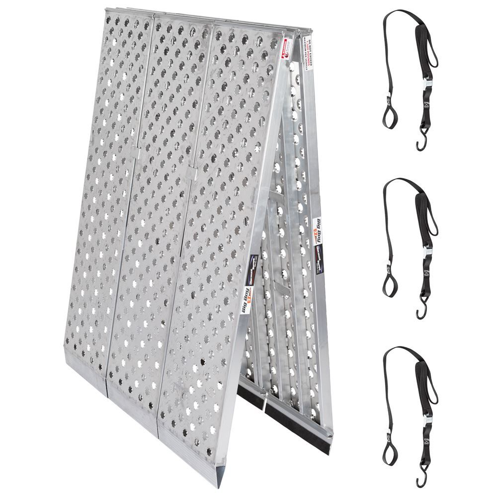 Black Widow Big Boy EZ Rizer™ Extra-Wide 3-Piece Arched Folding Ramp | Lengths 8' To 12' | Wide 57" | Capacity 3,000 To 4,500 lb | For Motorcycle Trikes, Can-Am Spyders & Touring Bikes