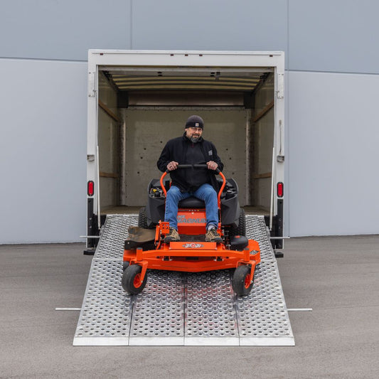 Heavy Duty Ramps Folding Aluminum Four-Ramp System | Model MF4-14476-BT | Size 12' L x 76" W | 3,000 lb. per Axle Capacity | Horsepower 23 HP Equivalent | For Box Trucks