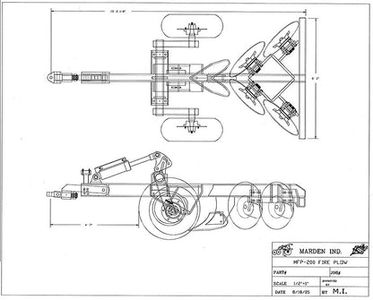Marden Industries Fire Plow | Model MFP 200 | 144" Fire Break Width | 4‑Blade Drawbar Pull | 250–300 HP | For Tractors