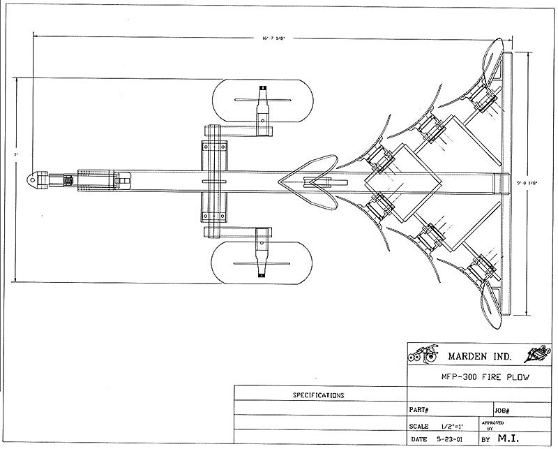 Marden Industries Fire Plow | Model MFP 300 | 6‑Blade Drawbar Pull | Fire Break Width 168" | 250–300 HP | For Tractor