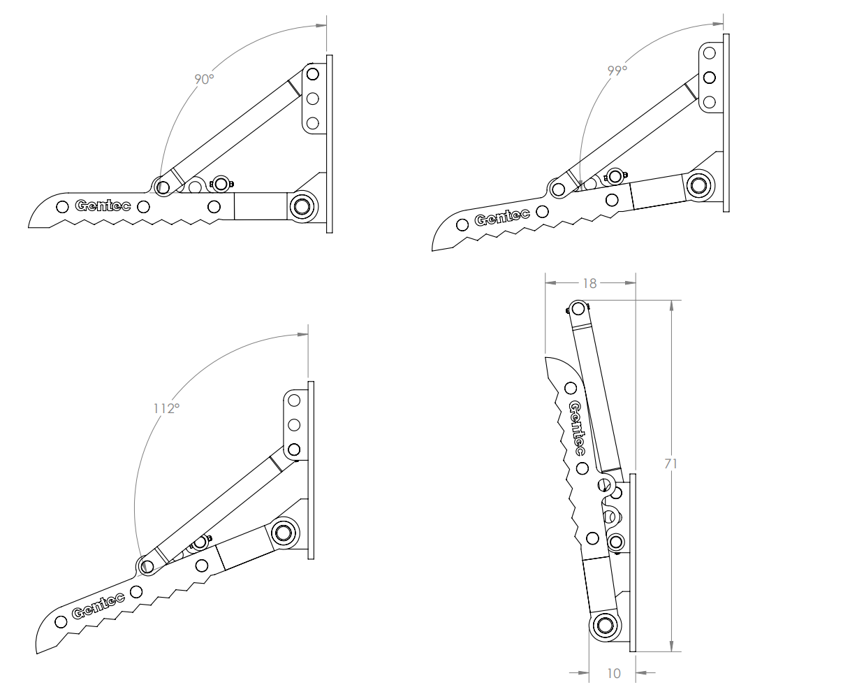 Gentec Equipment Mechanical Weld-On Thumb | Model MT3262 | Size 32"x62" | Machine Size 27.5-37.5 Tons | For Excavators