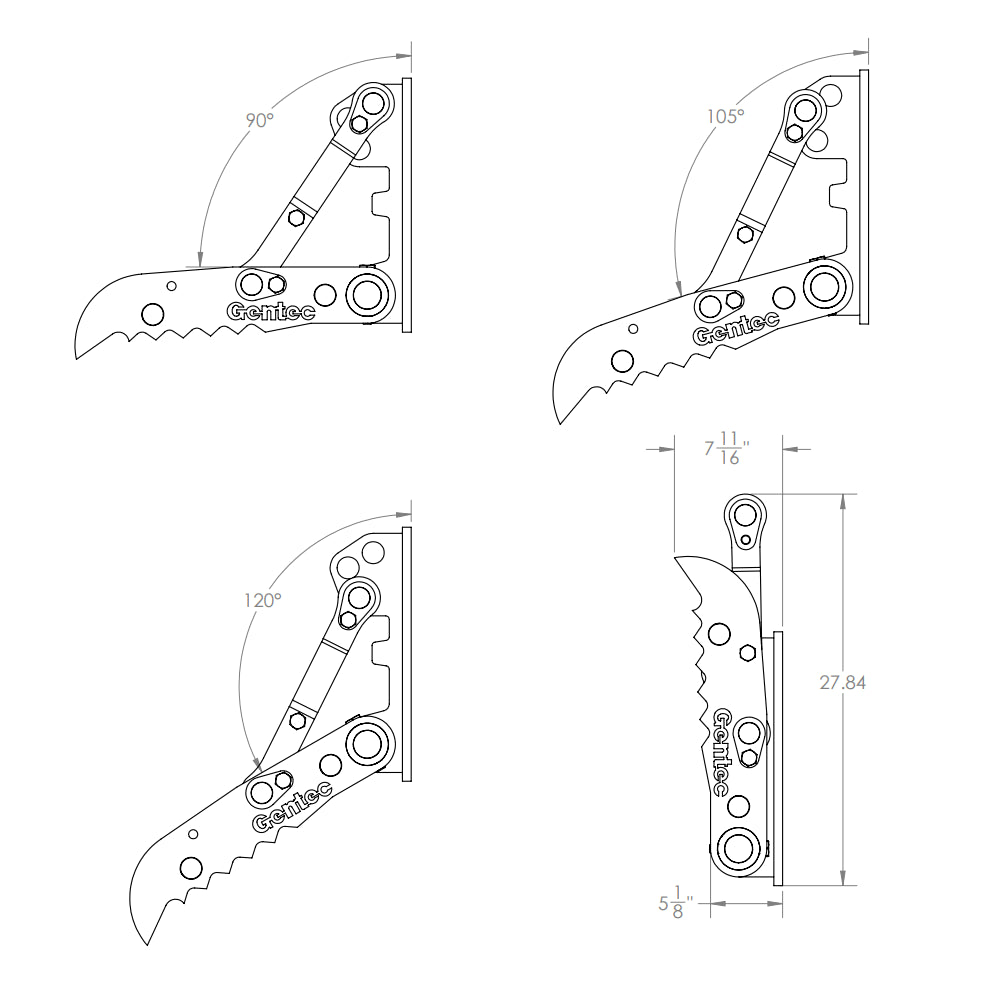 Gentec Equipment Mechanical Weld-On Thumb | Model MT824 | Size 8"x24" | Machine Size 2-4.5 Tons | For Excavators