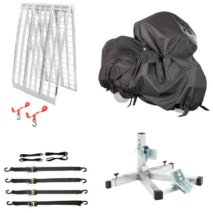 Black Widow Motorcycle Trailer Transport Kit | Models MTK3 & MTK3T | 10' Bi-Fold Ramp 38" Wide | Capacity 1,500 lb | Horsepower 4 To 90+ HP | For Truck & Trailer Motorcycle Transport