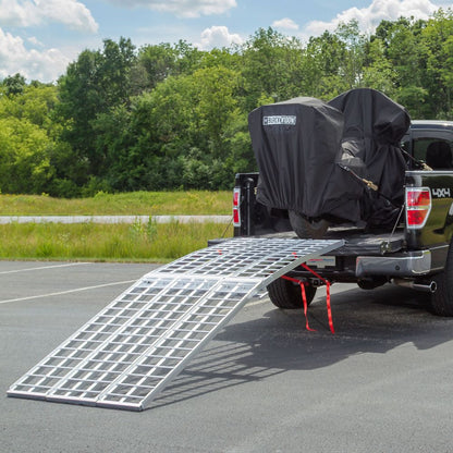 Black Widow Motorcycle Trailer Transport Kit | Models MTK3 & MTK3T | 10' Bi-Fold Ramp 38" Wide | Capacity 1,500 lb | Horsepower 4 To 90+ HP | For Truck & Trailer Motorcycle Transport