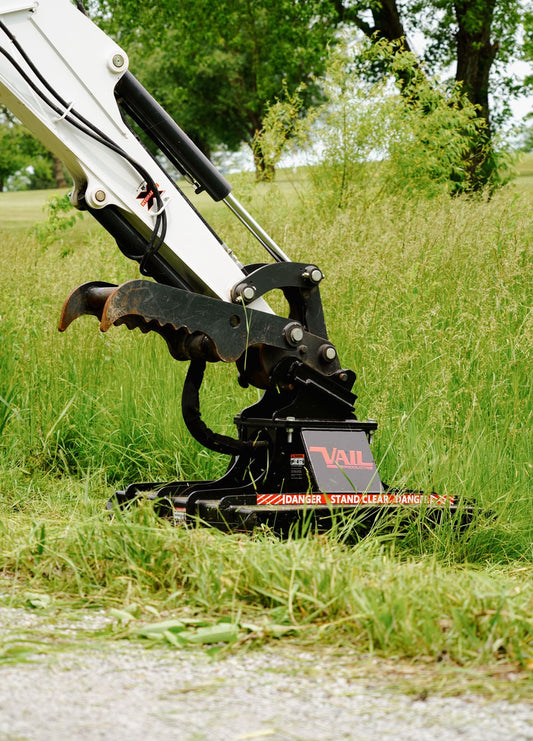 Vail Products Mini Brush Cutters | Models MX 42" and 48" EX 60" and 70" | Cutting Width 42", 48" | Twin-Edge, Reversible Blades | For Mini Excavator