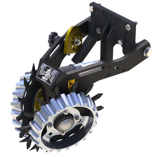 Martin-Till 1345 Floating Row Cleaner | 13" Spike or Razor Wheels | 45° Heavy-Duty Frame | For JD, Kinze, White, Harvest, Case IH 2000