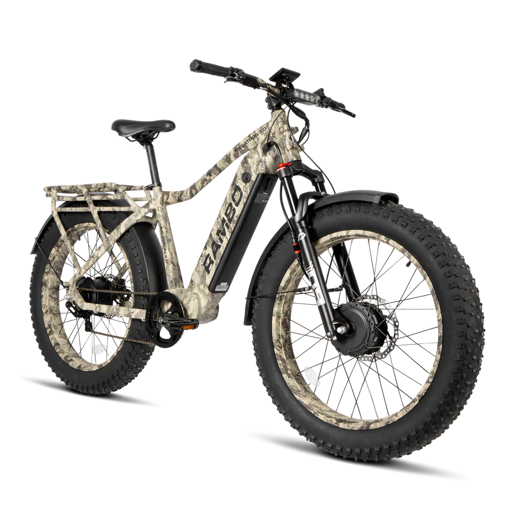 Rambo Megatron 4.0 All-Wheel Drive Electric Bike | 26" Tires | 2000W Dual Motor | Up to 110 Miles Range | AWD/Front/Rear Drive | For Tough Terrain & Adventure Seekers