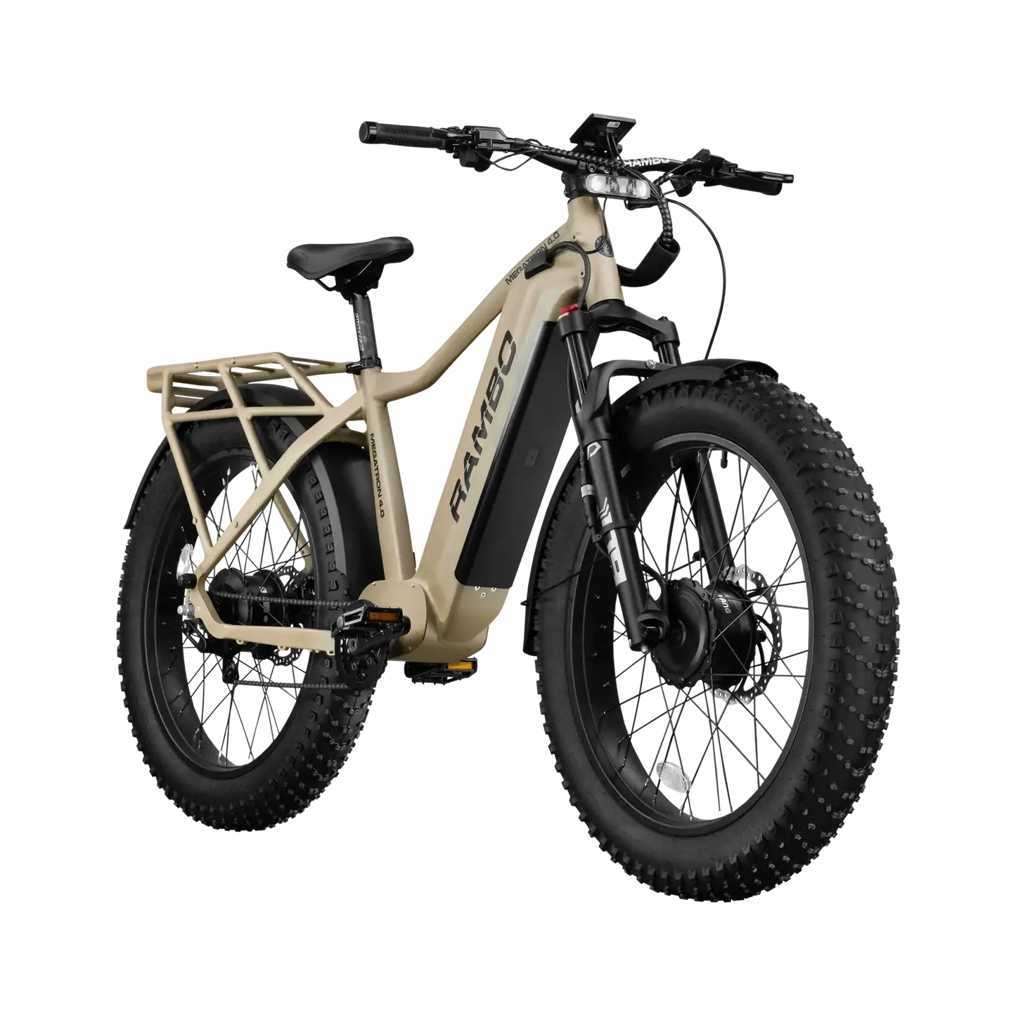 Rambo Electric Bike | Megatron 4.0 PRO Limited Edition | 26" Tires | 2000W Dual Motor AWD | 30Ah LG Battery | Up to 65 Miles Range | For Off-Road Adventure Riders