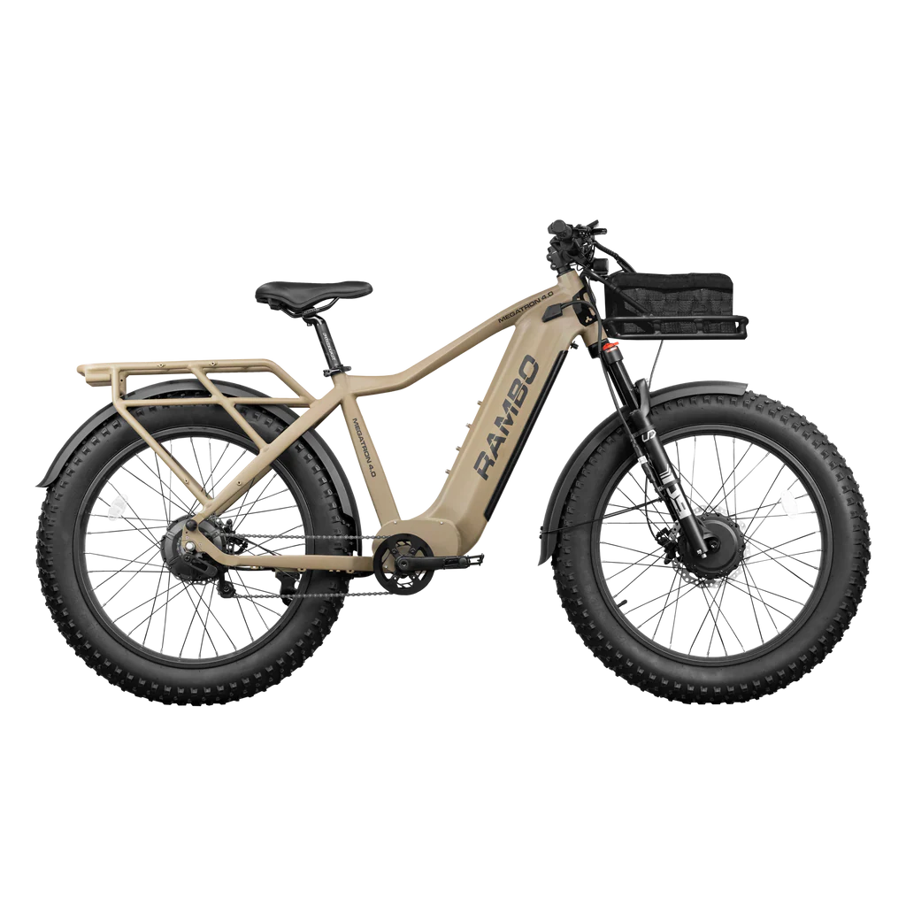 Rambo Electric Bike | Megatron 4.0 PRO Limited Edition | 26" Tires | 2000W Dual Motor AWD | 30Ah LG Battery | Up to 65 Miles Range | For Off-Road Adventure Riders