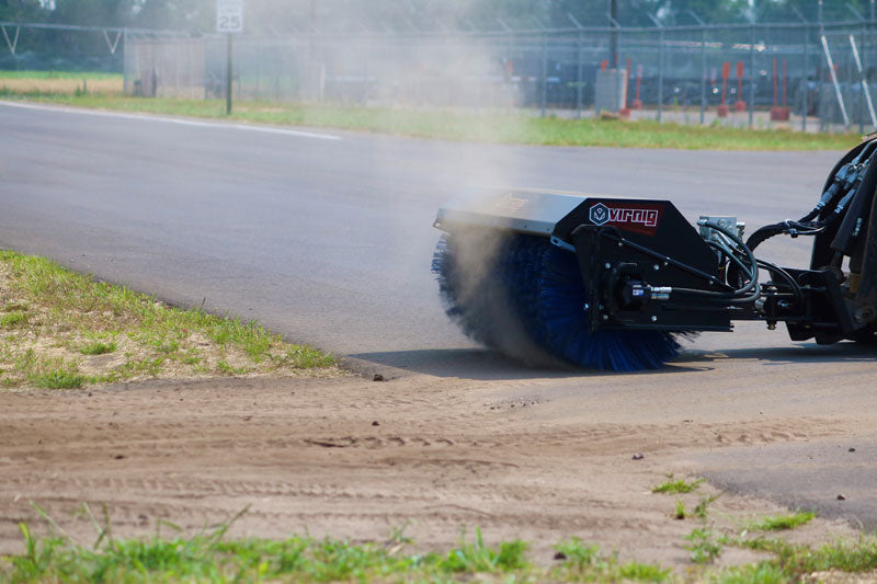 Virnig V20 Mini Skid Steer Angle Broom | Models CAB48 & CAB60 | Widths 48" & 60" | Hydraulic Flow 10 To 18 GPM | For Mini Skid Steers