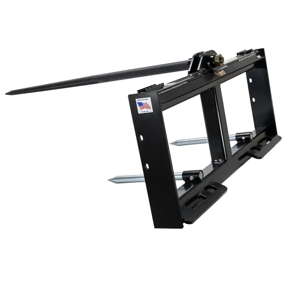 Express Steel Tomahawk Square Bale Hay Spear | 3 × 39″ Spears | 15–20 GPM | For Skid Steers