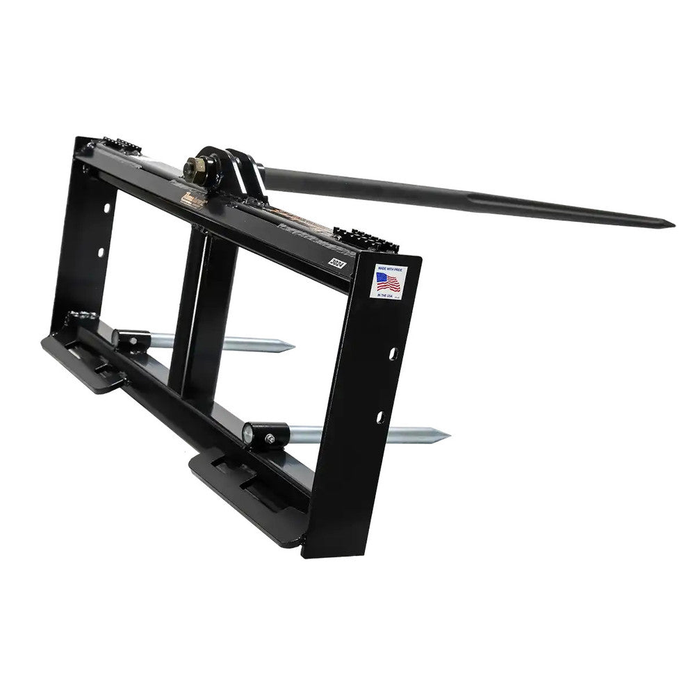 Express Steel Tomahawk Square Bale Hay Spear | 3 × 39″ Spears | 15–20 GPM | For Skid Steers