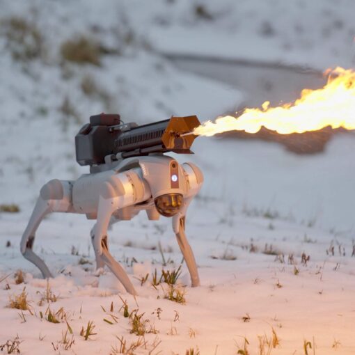 Throwflame Thermonator First-Ever Flamethrower-Wielding Robot Dog