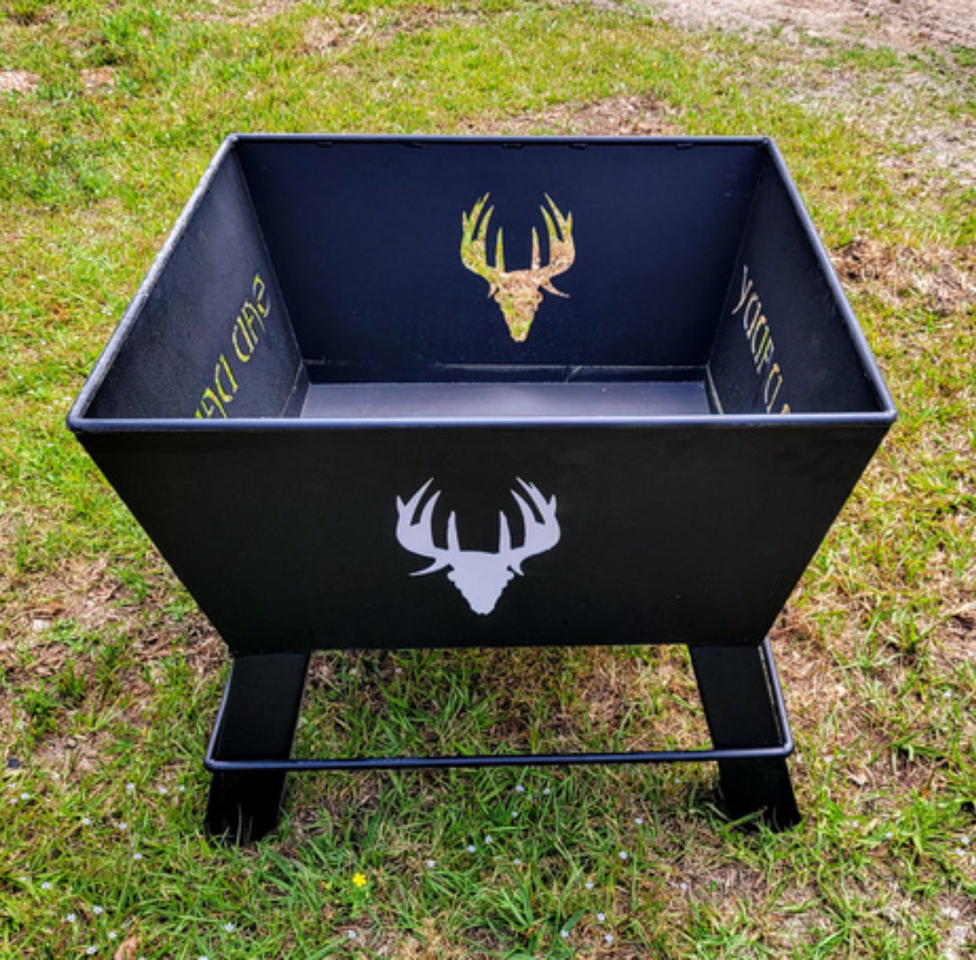 SAD DADDY  28" SQUARED HEAVY DUTY FIRE PIT | FIRE PIT | HUNTING BLIND BOX