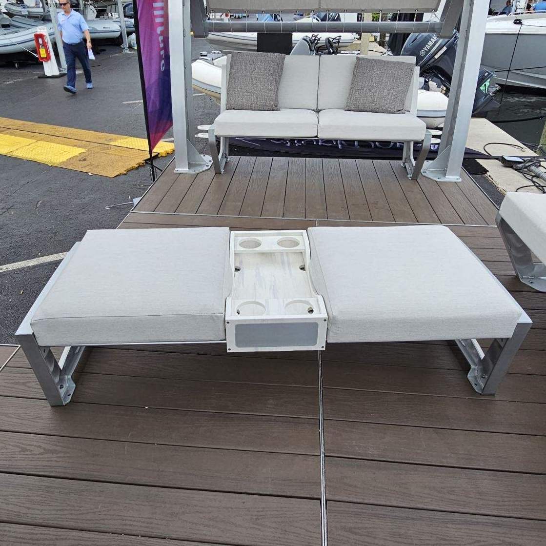 Killer Dock Ottoman Outdoor Furniture | Width 48" | Marine-Grade Aluminum | For Dock, Seawall, Deck & Patio