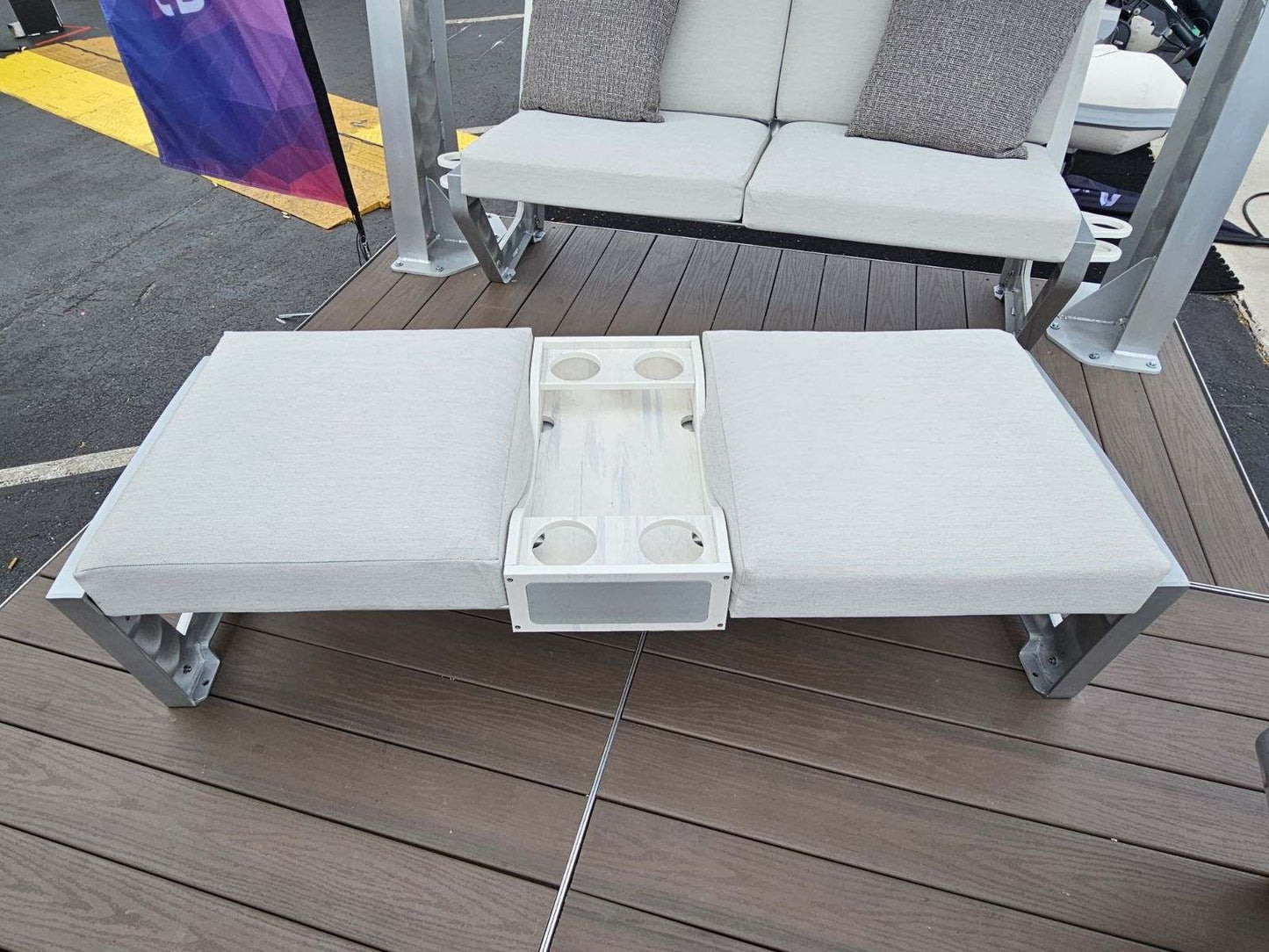 Killer Dock Ottoman Outdoor Furniture | Width 48" | Marine-Grade Aluminum | For Dock, Seawall, Deck & Patio