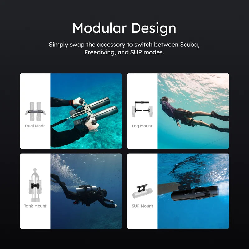 Lefeet Underwater Scooter | Model P1 & P1 XR Dual Unit | Width 12.40–15.79" | 18–26 kgf Thrust | For Scuba & SUP