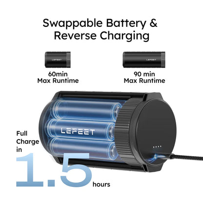 Lefeet Underwater Scooter | Model P1 Standard & P1 XR | Length 9.72"–15.79" | Width 12.40" | Height 5.12" | 9 & 13 kgf Thrust | 60m Depth | 60–90 Min Runtime | For Scuba, Freediving & SUP