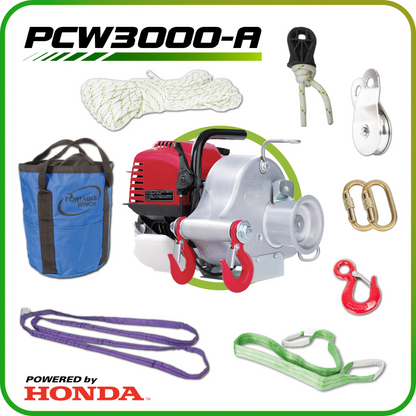 Portable Winch GX35 Gas-Powered Pulling Winch | Model PCW3000 | Pulling Capacity 1,500 lb | Capstan Drum 3" Diameter