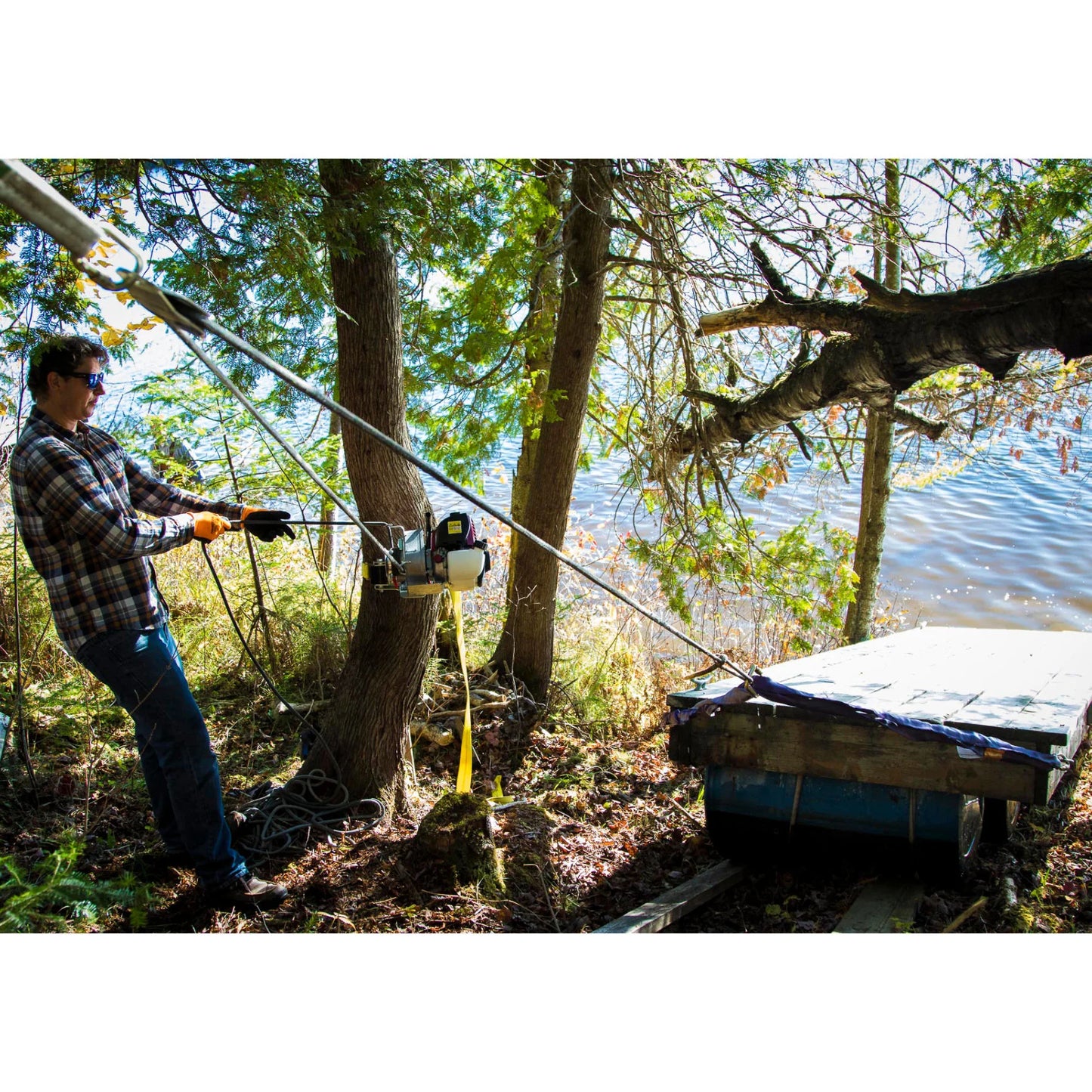 Portable Winch GX35 Gas-Powered Pulling Winch | Model PCW3000 | Pulling Capacity 1,500 lb | Capstan Drum 3" Diameter