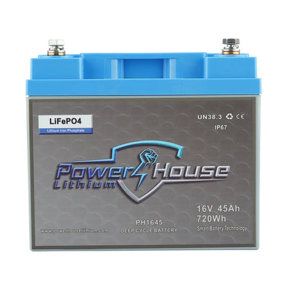 PowerHouse Lithium 16V 45Ah Deep Cycle Battery | Model PH1645 | Group 20 | For Marine Electronics