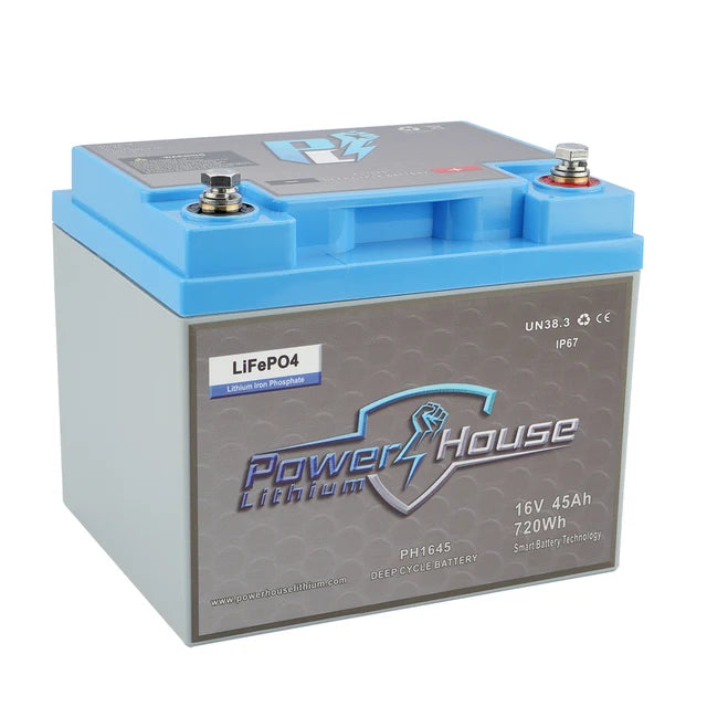 PowerHouse Lithium 16V 45Ah Deep Cycle Battery | Model PH1645 | Group 20 | For Marine Electronics