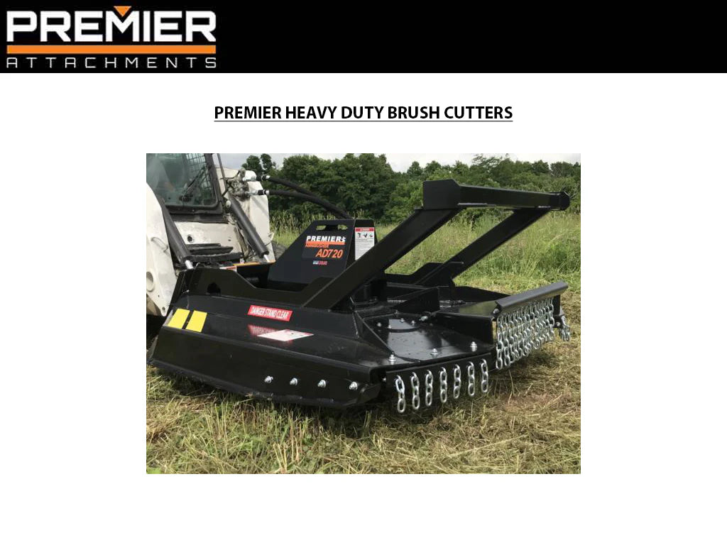 Premier Heavy Duty 72" Brush Cutter for Skid Steers | 16-39 GPM | Piston Moter