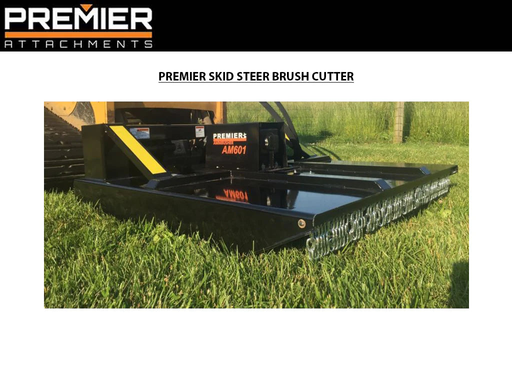 Premier Ammbusher Brush Cutter for Skid Steers | 14-29 GPM | 60" & 72" Cutting Width | Model AM 601 Series