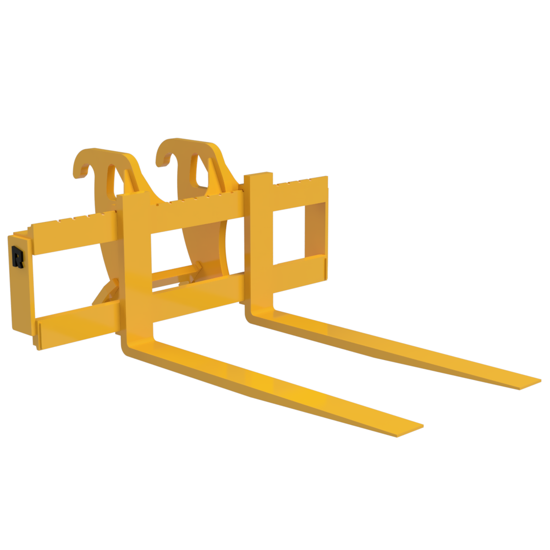 Rockland PLF Pallet Forks | Fork Sizes 1.5"x4" to 2.5"x6" | Frame Widths 48"-72" | Weights 840-1700 lbs | For Loaders & Excavators